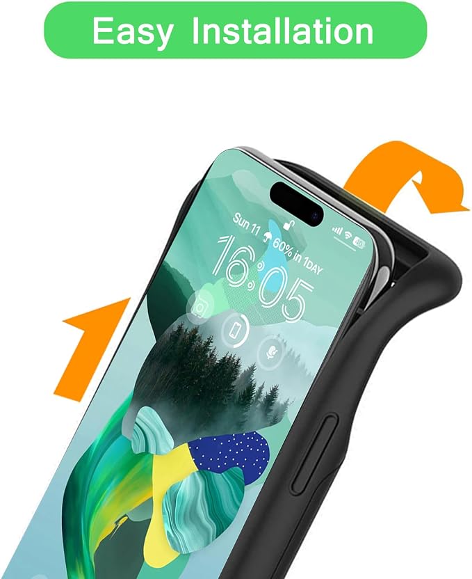 Wireless Charging Case for iPhone 16 Plus, 12000mAh High Capacity Portable Rechargeable Battery Case Qi Wireless Charging Compatible with iPhone 16 Plus (6.7 inch) Extended Battery Charger Case-Black