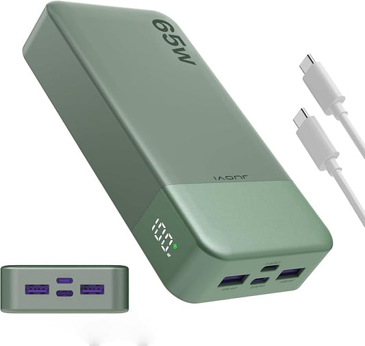 Portable Charger 65W Power Bank 20000mAh Compact USB C Laptop Power Bank Fast Charging Battery Pack for Laptop MacBook Dell XPS iPad Tablet Steam Deck iPhone 17/16/15/14 Series Samsung and More