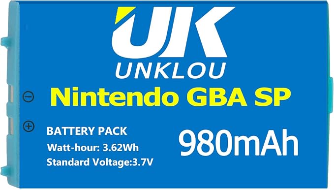 Gameboy Advance SP Battery, [Upgraded] 980mAh 3.7V Li-Polymer Replacement Rechargeable Lithium-ion Battery Compatible for Nintendo Gameboy Advance SP (GBA SP) with Repair Replacement Tool Kit