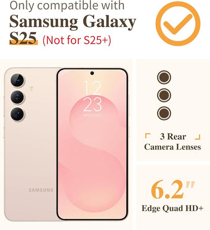 GVIEWIN for Samsung Galaxy S25 Case, Clear Floral Slim Shockproof Protective Women Phone Case, Non-Yellowing, with Screen Protector & Camera Lens Protector for Galaxy S25 6.2", Magic Butterfly/Golden