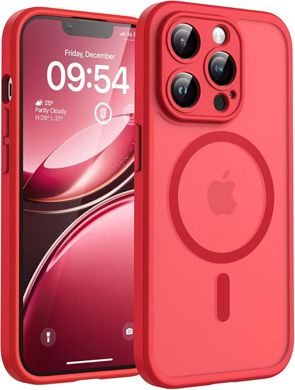 TOCOL for iPhone 13 Pro Max Case, Compatible with Magsafe Charger, Full Camera Protection, Translucent Matte for iPhone 13 Pro Max iPhone Case 6.7 inch (Red)