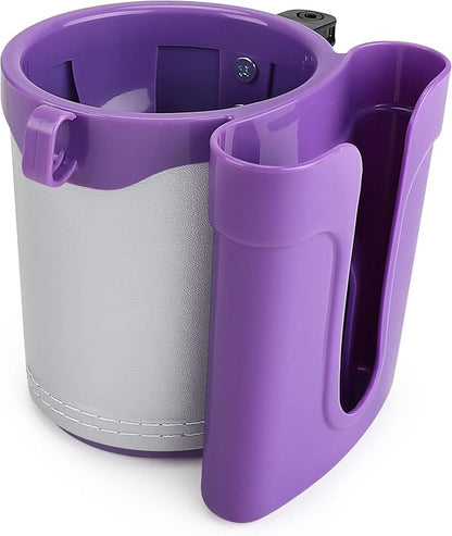 Accmor 3-in-1 Bike Cup Holder with Cell Phone Keys Holder, Bike Water Bottle Holders, Universal Bar Drink Cup Can Holder for Bicycles, Motorcycles, Scooters, Grey Purple
