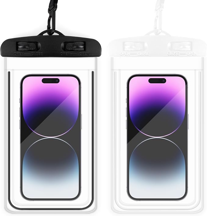 Waterproof Phone Pouch, 2 Pack Water Proof Cell Phone Case, Phone Wet Dry Bag Holder Beach Vacation Waterpark Underwater Cruise Essentials Accessories Must Haves Packing List Stuff for Men Women