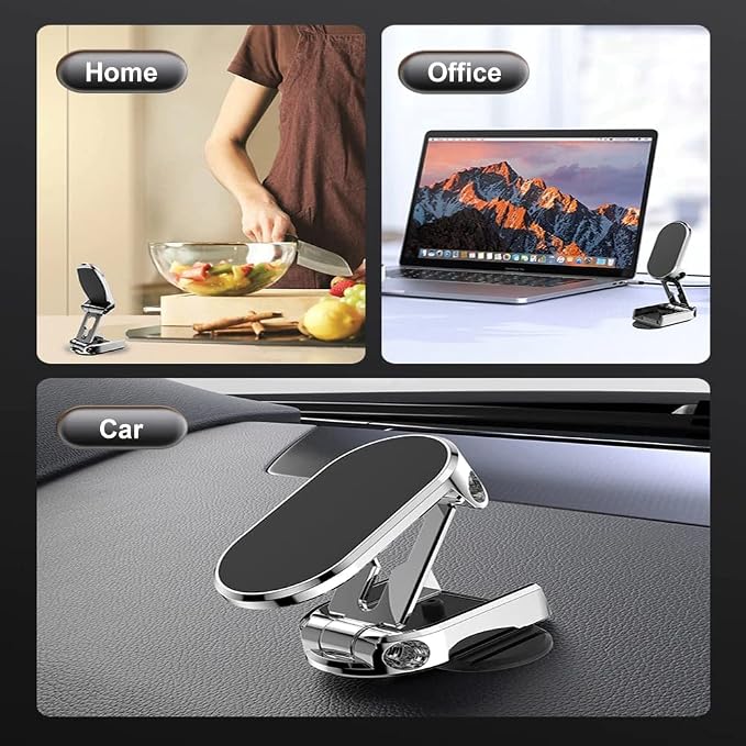 2025 New Alloy Folding Magnetic Car Phone Holder, Magnetic Car Phone Holder Mount Rotatable (1Set)