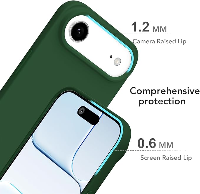 for iPhone 17 Air Case Silicone Compatible with Magsafe Case, Ultra Slim Thin Magnetic Phone Cases Mag Safe, Cute Soft Rubber Gel TPU Matte Plain Wireless Charging Cover for Women, Dark Green