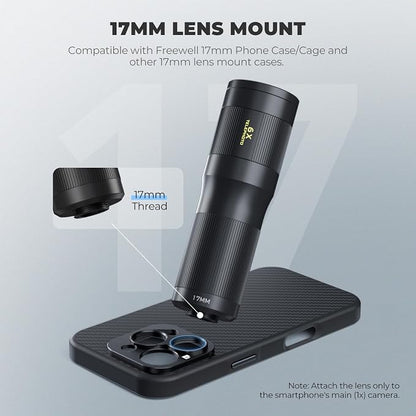 Freewell 6X Telephoto Lens for Smartphones – 17mm Thread Professional Zoom Lens for iPhone & Samsung