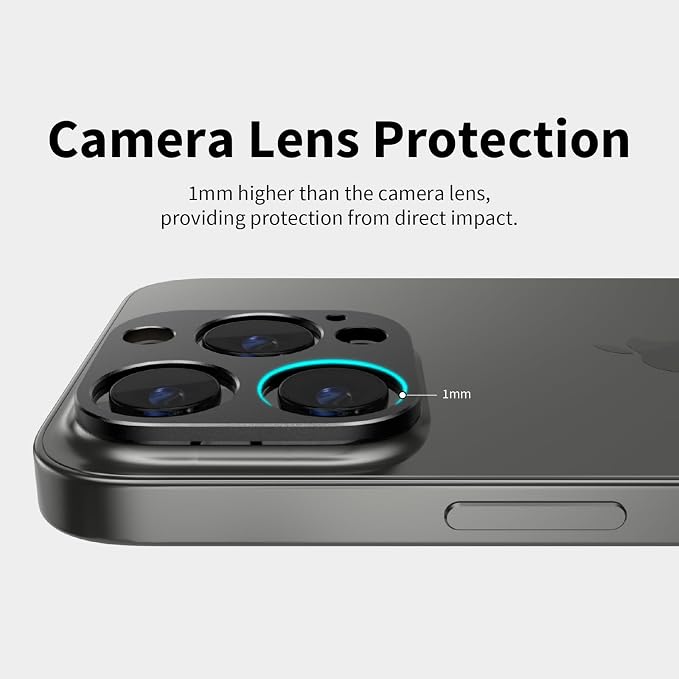 SwitchEasy Camera Lens Protector for Phone 15 - Aluminum Camera Lens Protector for Phone 15 Pro Max & Phone 15 Pro Without Covering the Lens, for 3 Lens Phone 15 - LenShield | Black