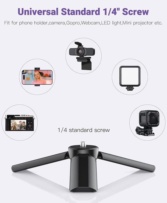 Anozer Mini Tripod with Universal Phone Holder & Cold Shoe, Lightweight Phone Stand & Camera Tripod, Compatible with iPhone 14 Pro Max/14 Pro, GoPro, Webcam, Mini Projector
