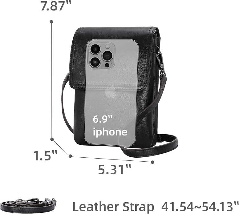 Iswee Leather Crossbody Bags for Women RFID Blocking Cell Phone Purse Small Anti-Theft Zippered with Card slots