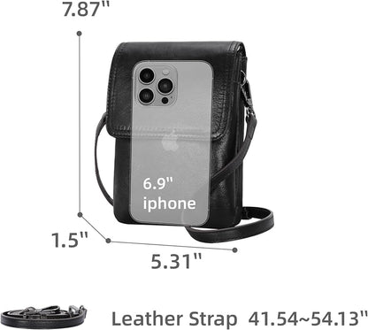 Iswee Leather Crossbody Bags for Women RFID Blocking Cell Phone Purse Small Anti-Theft Zippered with Card slots