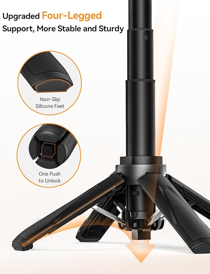 Takerers Portable Selfie Stick Tripod with Remote【Pocket Size】 4-in-1 Extendable Cell Phone Tripod【360° Rotation】 Mini Selfie Stick for iPhone Android Phone Holder for Video Recording Live Streaming