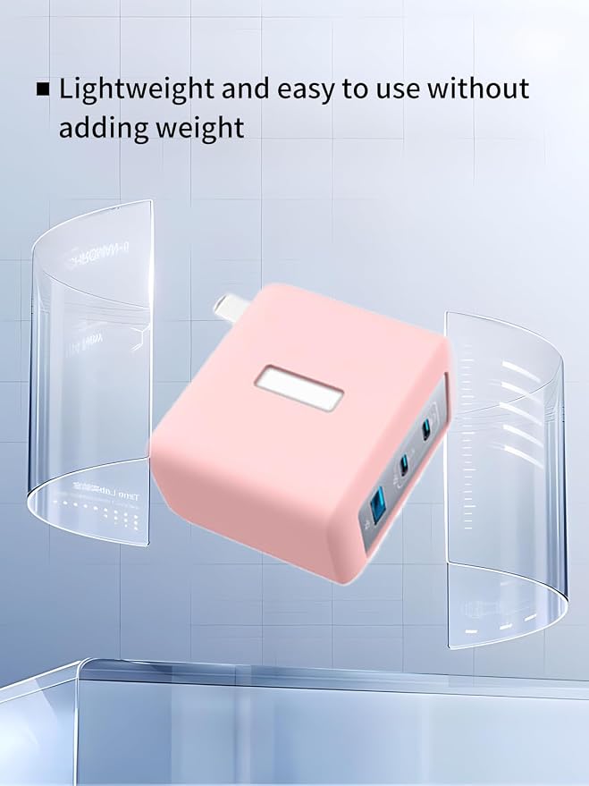 Case for Anker 100W USB C Charger (GaN II), WUNIAK Soft Silicone Protective Portable Scratch Shock Resistant Shell, Protective Case for Anker 736 Charger (A2145/B2145), Pink