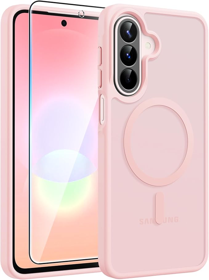 FNTCASE for Galaxy A27 5G Phone Case, Fit for Magsafe, Screen Protector | Translucent Matte, 14FT Military Grade Drop Protection, Slim Shockproof Protective, for Samsung A 27 4G Cover, Light Pink