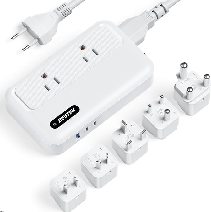 BESTEK 220V to 110V Converter with USB-C 35W, US to Europe Power Converter | with AU/EU/UK/India/South Africa Plug Adapter