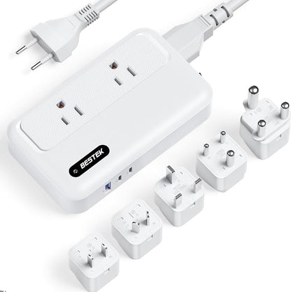BESTEK 220V to 110V Converter with USB-C 35W, US to Europe Power Converter | with AU/EU/UK/India/South Africa Plug Adapter