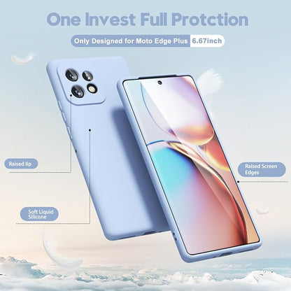 oakxco for Motorola Moto Edge Plus 2023 Case Silicone, Thin Slim Grip Soft Rubber Gel Protective Phone Case for Women, Matte Plain Solid Color Aesthetic Cute Girly Case with Camera Cove, Light Blue