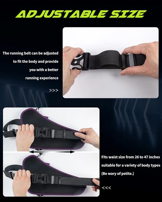 Running Belt, Waterproof Hydration Belt with Water Bottle Holder Hiking Walking Waist Pack Reflective Adjustable Fanny Pack Compatible for Phone Waistband Outdoor