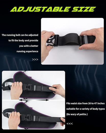 Running Belt, Waterproof Hydration Belt with Water Bottle Holder Hiking Walking Waist Pack Reflective Adjustable Fanny Pack Compatible for Phone Waistband Outdoor