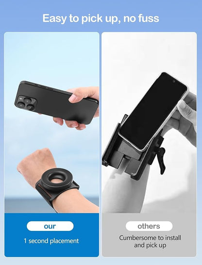 TOPGO Running Phone Holder for iPhone [360° Rotatable & Upgrade Anti-Drop] Magnetic Wrist Phone Holder, Magsafe Armband Compatible with iPhone 17 Pro and Android - Black
