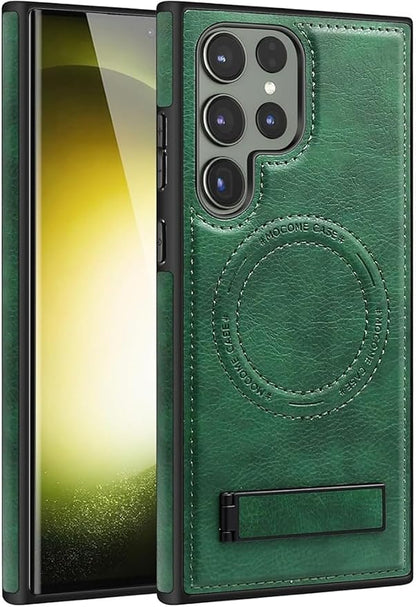 Case for Samsung Galaxy S25 Ultra/S25 Plus/S25,Magnetic Wireless Charging Phone Case with Fold Kickstand Slim Leather Cover (Pink,S25ULTRA)