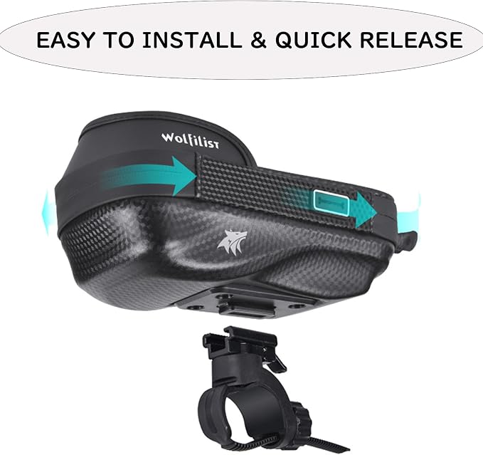 WOLFILIST Waterproof Bike Phone Mount - Touch Screen Holder for 7'' Phones, 360° Rotation & Shockproof Handlebar Bag - Ideal for Cycling, Motorcycle, Electric Bike Accessories (BLACK)