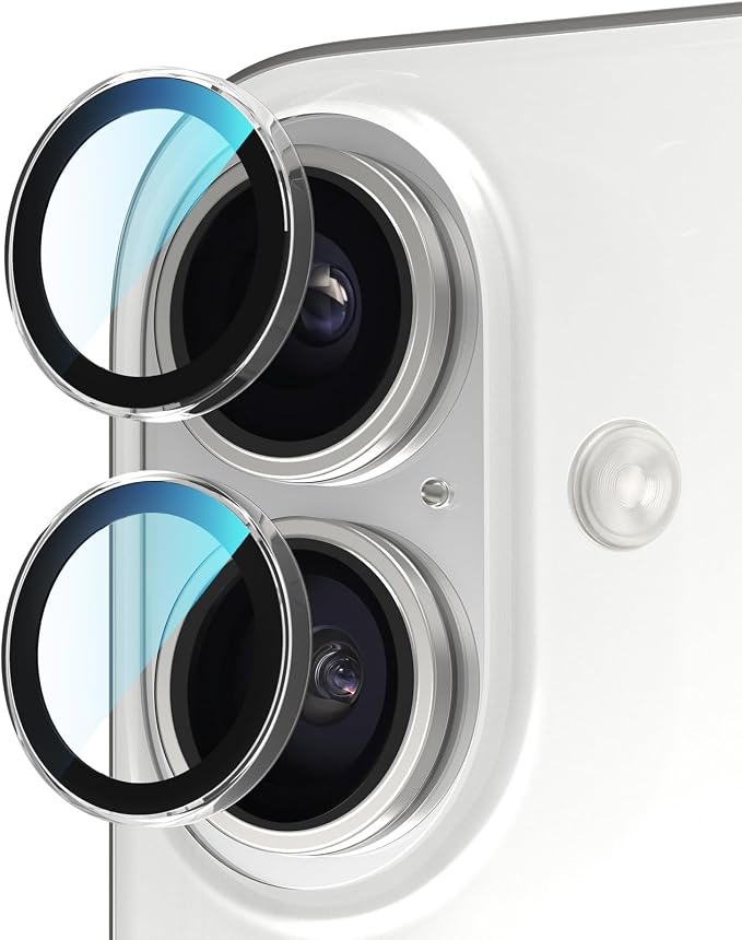 PandaShield 2-Pack Camera Lens Protector for iPhone 17/16/16 Plus, [Anti-Reflection & 98% High Transparency], 9H Explosion-Proof Glass, Anti-Scratch, Easy Installation, Case Friendly, Transparent