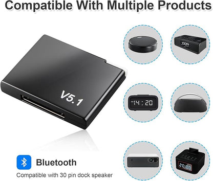 30 Pin Bluetooth Adapter Receiver for Bose iPod Sounddock and Other 30 Pin Dock Speakers, Portable Digital Music System Home Entertainment Speaker, Not for Car or Motorcycle