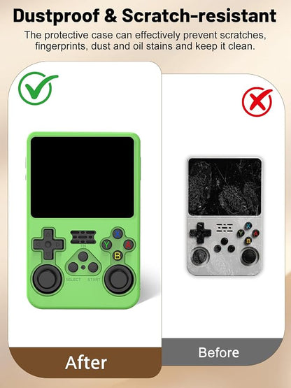 Silicone Protective Case for Anbernic R36S Game Console, Full-Body Protective Cover with Precise Cutout, Shockproof Dustproof Protector Sleeve & Scratch-Resistant Sleeve (Green)