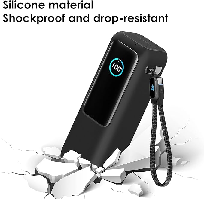 Power Bank Silicone Case, Compatible with Anker 25000mAh 165W Power Bank, Fully Protective, with Precise Interface Openings, Shockproof and Portable (Black)