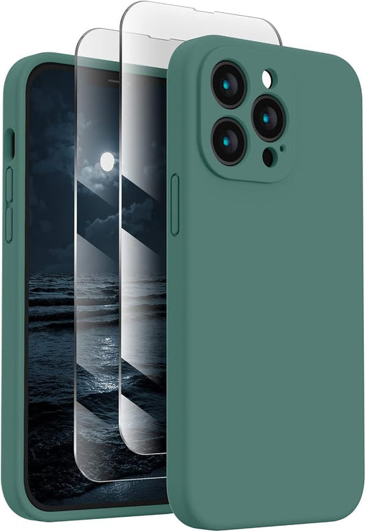 FireNova Designed for iPhone 13 Pro Case, Silicone Upgraded [Camera Protection] Phone Case, Soft Anti-Scratch Microfiber Lining Inside, 6.1 inch, Midnight Green