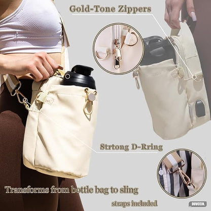 Magnetic Gym Sling Bag for Men & Women | Waterproof Travel Bag with Bottle Holder, USB Port, Adjustable Strap & Phone Pocket (MAX 50oz / 1.5L Bottle)