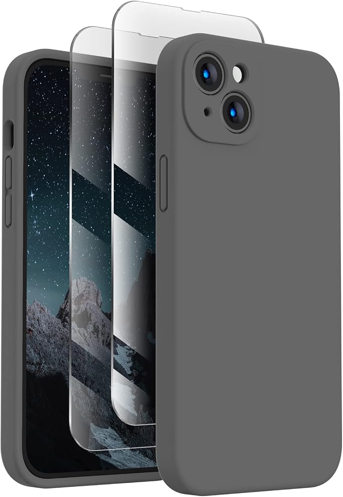 FireNova Designed for iPhone 13 Case, Silicone Upgraded [Camera Protection] Phone Case, Soft Anti-Scratch Microfiber Lining Inside, 6.1 inch, Space Gray