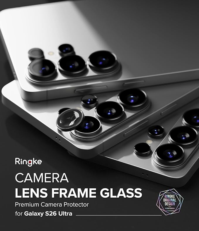 Ringke Camera Lens Frame Glass for Samsung Galaxy S26 Ultra Camera Lens Protector [Individual Lens Covers] Tempered Glass Covers and Aluminum Alloy Frames - 2 Pack