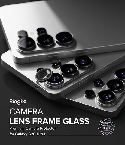 Ringke Camera Lens Frame Glass for Samsung Galaxy S26 Ultra Camera Lens Protector [Individual Lens Covers] Tempered Glass Covers and Aluminum Alloy Frames - 2 Pack