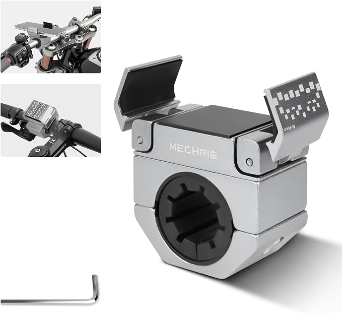 Phone Holder for Bike - Aluminum Alloy Bike Phone Mount Holder,360° Adjustable Handlebar Cellphone Stand-Horizontal & Vertical Vlog Shooting, Ebike Accessories Fit for Motorcycle/Scooter,Gray 88001A