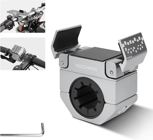 Phone Holder for Bike - Aluminum Alloy Bike Phone Mount Holder,360° Adjustable Handlebar Cellphone Stand-Horizontal & Vertical Vlog Shooting, Ebike Accessories Fit for Motorcycle/Scooter,Gray 88001A
