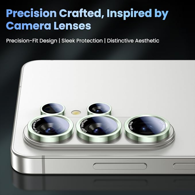 Uyiton for Samsung Galaxy S26 Ultra Camera Lens Protector - [Case-Friendly][Not Easy to Break][Ultra-Thin] Military-Grade Tempered Glass with Aluminum Metal Rear Camera Screen Cover - Green