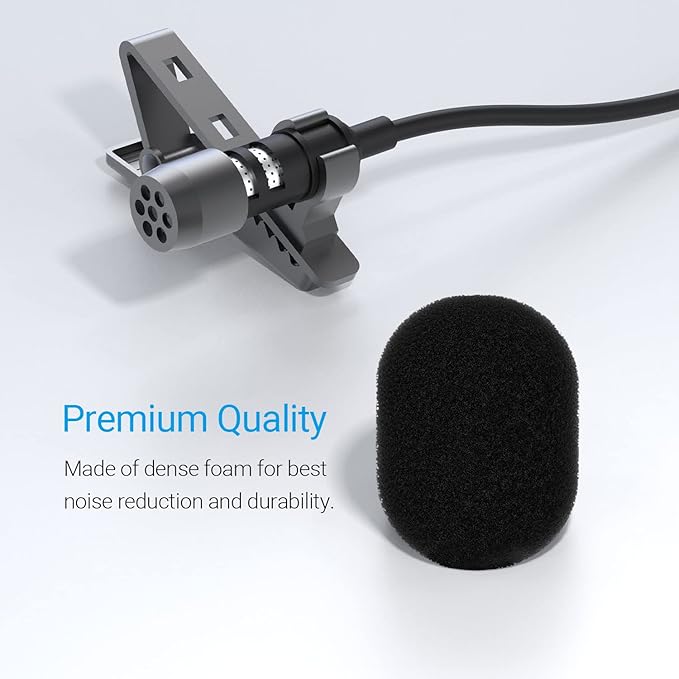 Cubilux Foam Cover for Lavalier Lapel Microphone, Windscreen for Mini Clip-On Lav MIC, 10-Pack 10mm