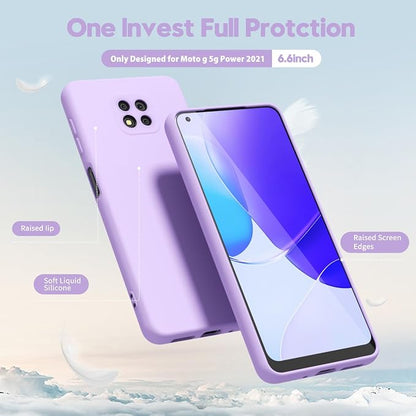 oakxco for Motorola Moto G Power 2021 Phone Case Liquid Silicone, Thin Slim Soft Rubber Gel TPU Plain Simple Cover for Women Girl Cute, Matte Solid Color, Lilac Lavender Light Purple