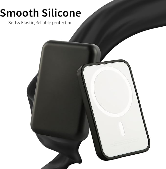 oakxco Silicone Case Compatible with Magsafe Battery Pack, Magsafe Battery Pack Cover, Scratch & Shatter Resistant, Black