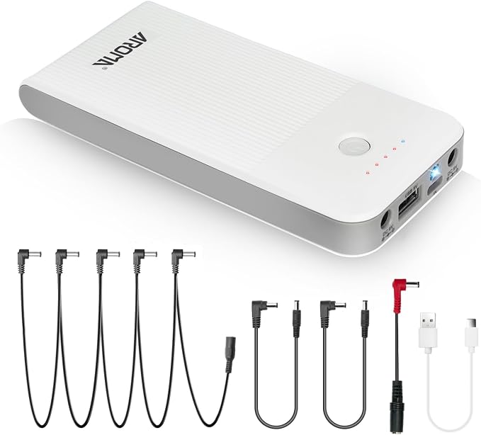 AROMA Guitar Pedal Battery Power Bank Supply Rechargeable with Built-in 10000mAh for 9V Effect Pedal and More Devices