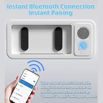 Shower Phone Holder with Speaker,Waterproof Phone Holder for Shower - Built-in Wireless Bluetooth Speaker,360° Rotation Ipx4 Waterproof, Enhanced Sound, for Bathroom, Shower Wall (Black)