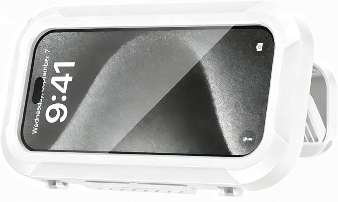 Waterproof Shower Phone Holder, 360° Rotatable Retractable Anti-Fog Wall Mount Case for 4-7" Smartphones, Thick-Case Friendly