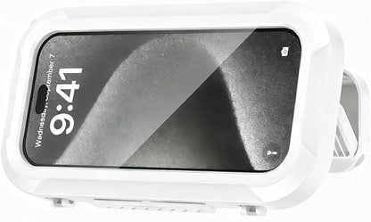 Waterproof Shower Phone Holder, 360° Rotatable Retractable Anti-Fog Wall Mount Case for 4-7" Smartphones, Thick-Case Friendly