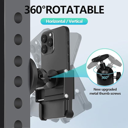 Vinkqiado Gym Magnetic Phone Holder, All Metal Magnet Base Phone Mount for Gym Equipment, Tractor, Refrigerator, Forklift, or Any Ferrous Metal Surface, Compatible with All Smartphones