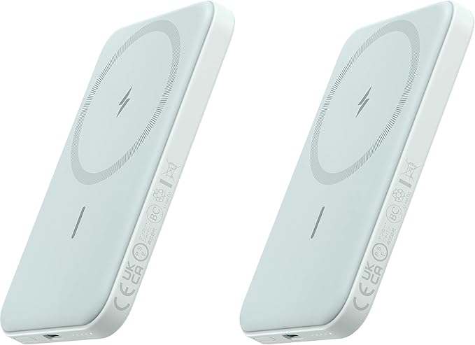 Anker 621 Magnetic Portable Charger (MagGo), 5,000mAh Wireless Power Bank with USB-C Cable, Magsafe-Compatible Battery Pack for iPhone 16/15/14/13/12 Series (Pack of 2)