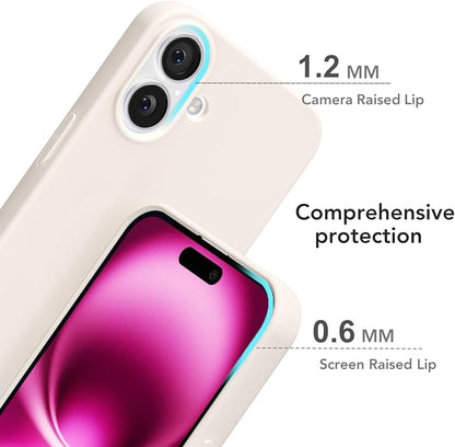 for iPhone 16 Plus Case Silicone Compatible with Magsafe Case, Ultra Slim Thin Magnetic Phone Cases Mag Safe, Cute Soft Rubber Gel TPU Matte Wireless Charging Cover for Women, Beige Stone Cream