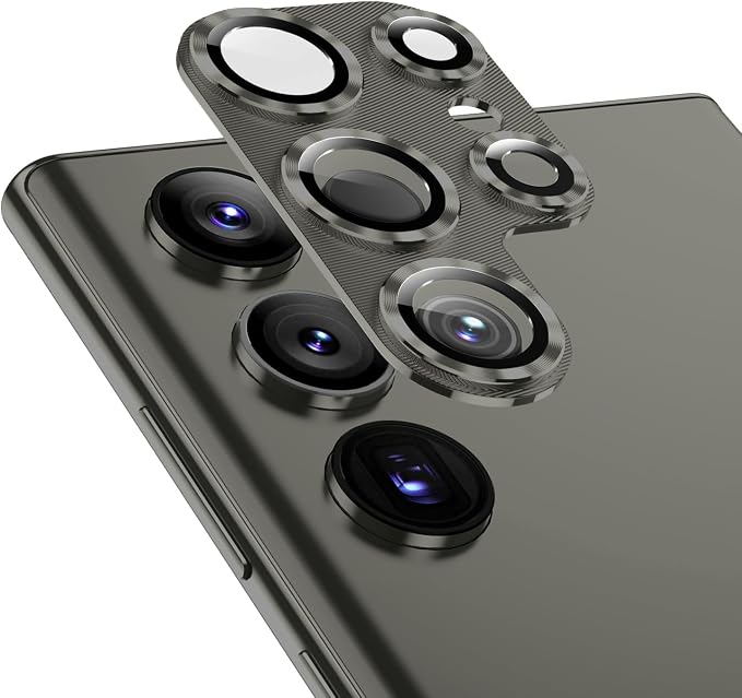 Korecase for Samsung Galaxy S24 Ultra Camera Lens Protector Tempered Glass Lens Cover,9H Hardness Aluminum Metal Camera Protector,Strong Stickiness Case Friendly for Galaxy S24Ultra (Grey)