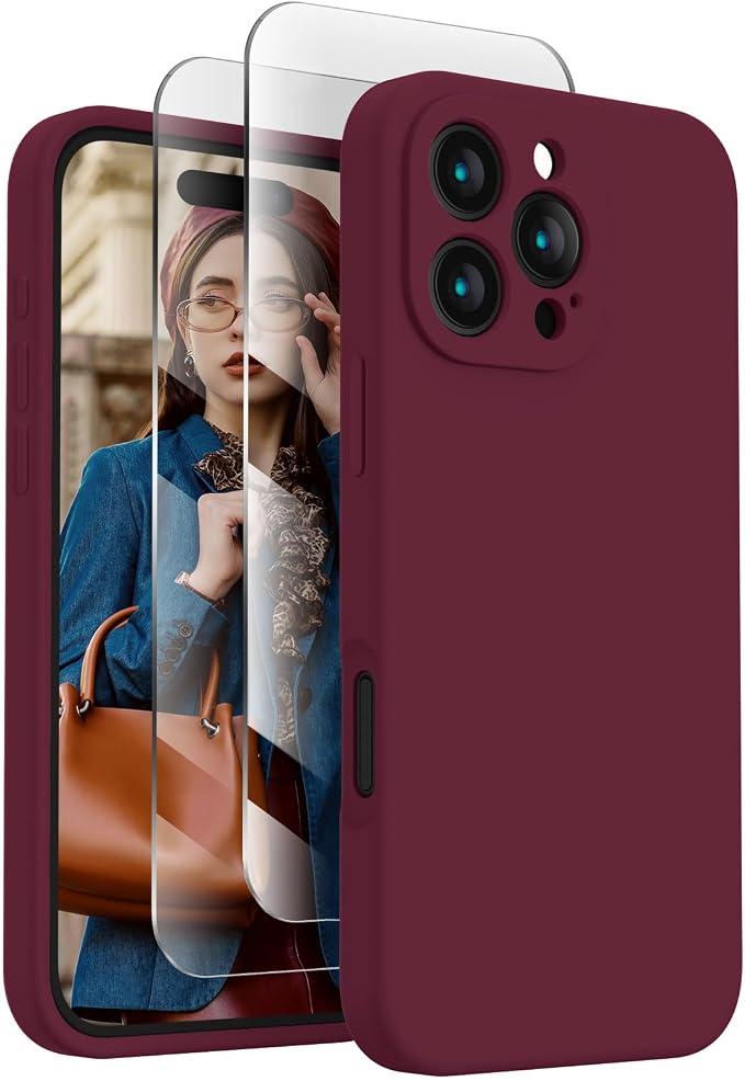 FireNova Designed for iPhone 16 Pro Max Case, Silicone Upgraded [Camera Protection] Phone Case, Soft Anti-Scratch Microfiber Lining Inside, 2024, Plum