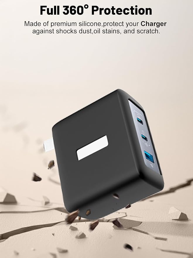 Silicone Protective Case for Anker Nano 100W USB-C Charger , Full-Body Protective Cover with Precise Cutouts, Shockproof Dustproof Charging Block Protector Sleeve & Scratch-Resistant Sleeve (Black)